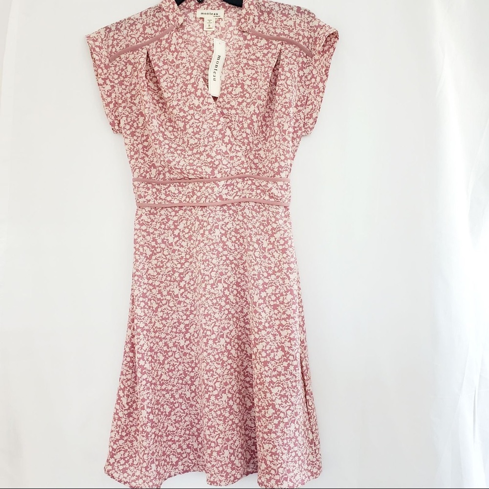 Pink and White Floral monteau summer dress